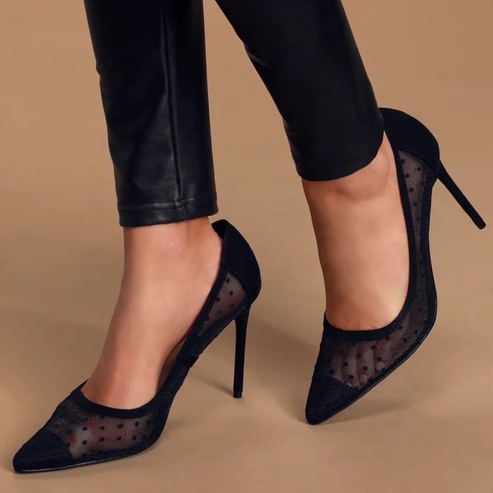 Lulus Van Black Polka Dot Pointed-Toe Pumps